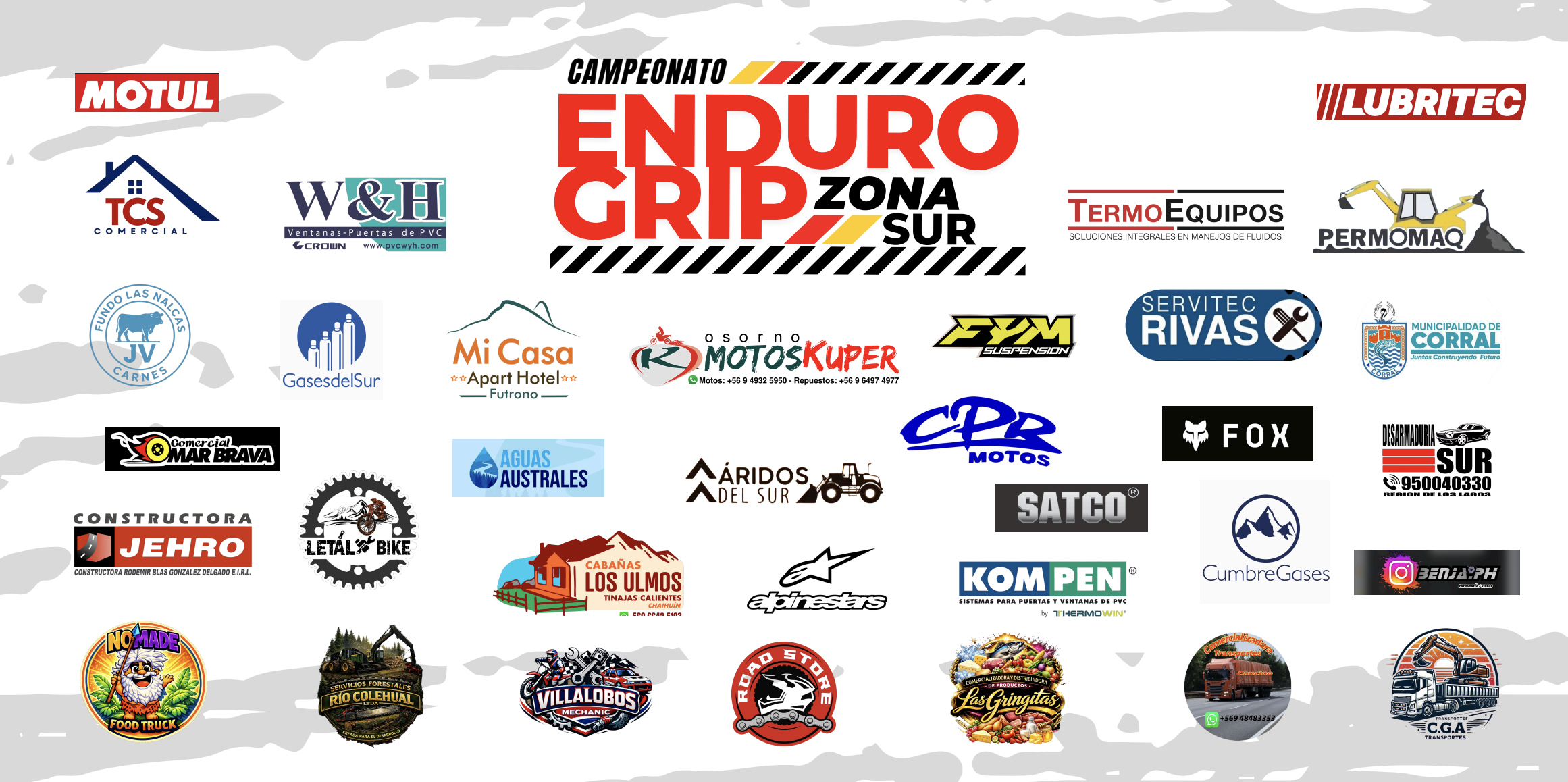 Logos de auspiciadores y patrocinadores del campeonato enduro