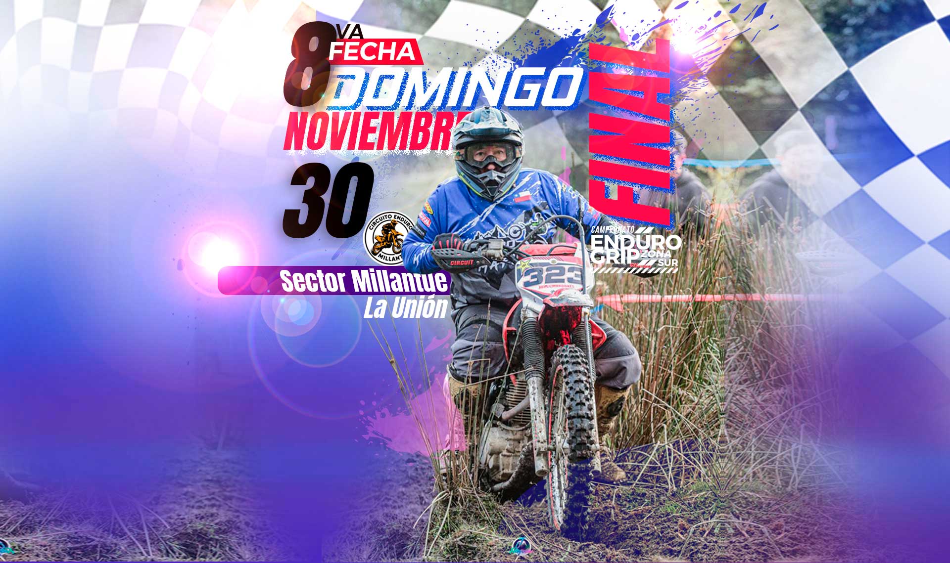 Banner del Campeonato Enduro Grip Zona Sur — motos enduro en acción