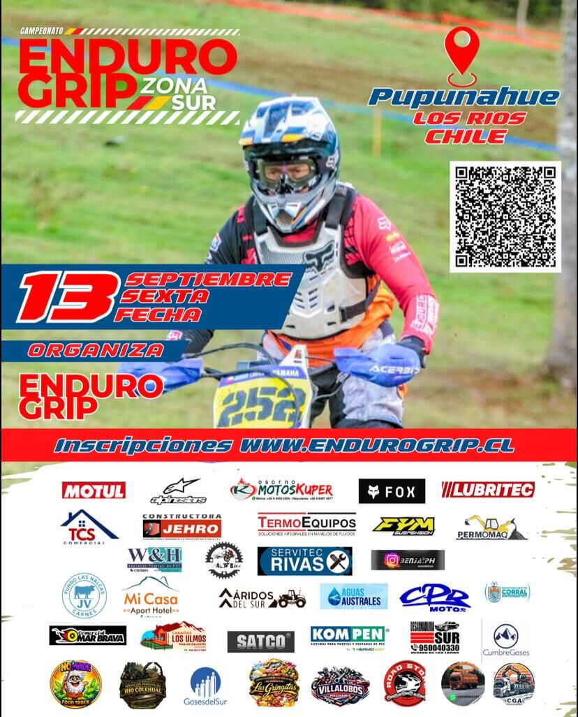 Banner del Campeonato Enduro Grip Zona Sur — motos enduro en acción